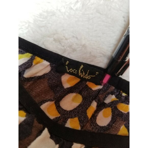 Loco Lindo Womens Small Flare Skirt Pull On Knee-Length Floral Plumeria Brown - Picture 3 of 6